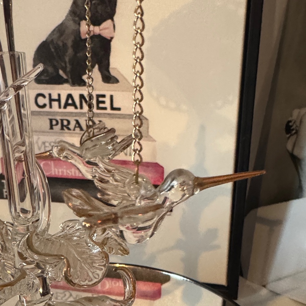 Vintage Elegant Glass Hummingbird Sculpture - Picture 3 of 6